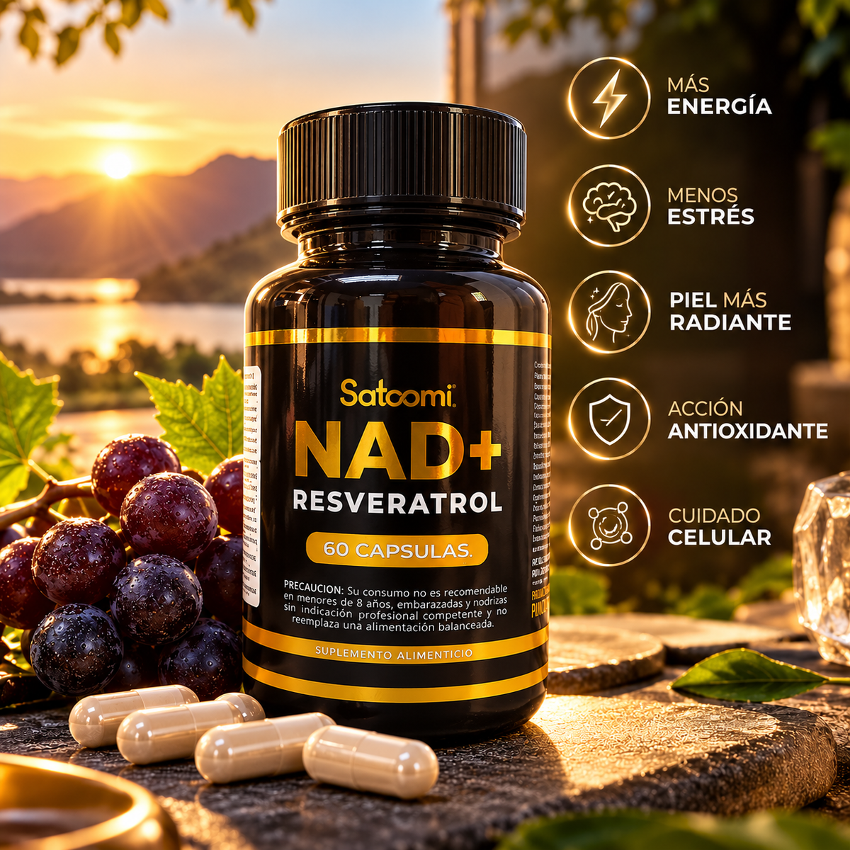 NAD+ RESVERATROL 60 CÁPSULAS