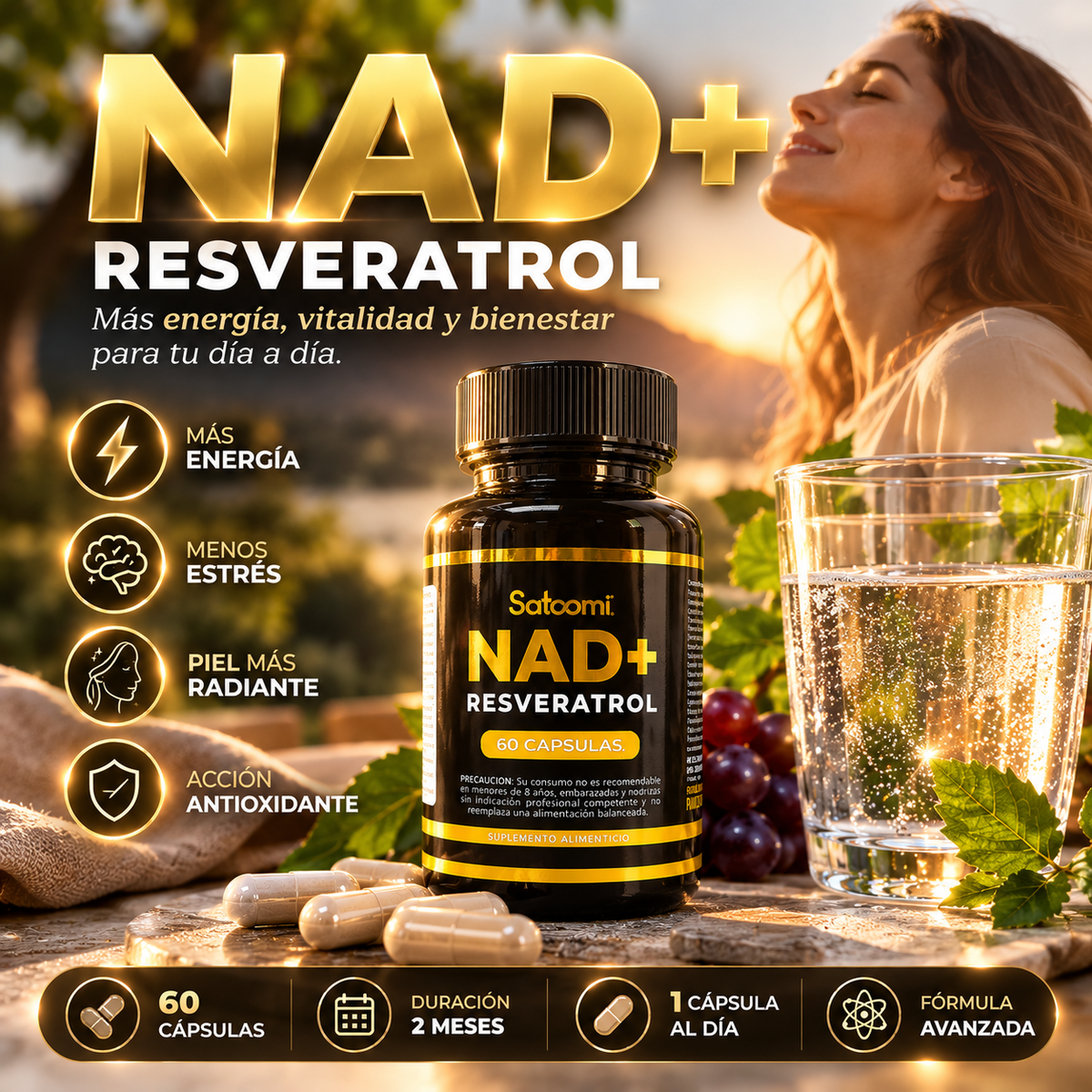 NAD+ RESVERATROL 60 CÁPSULAS